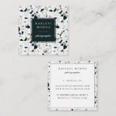 ナチュラルブルーモダンテラゾパターン スクエア名刺 (正面/裏面)