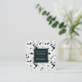 ナチュラルブルーモダンテラゾパターン スクエア名刺 (スタンド正面)