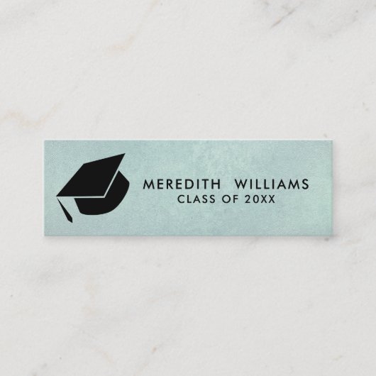 ナチュラルブルーリネングラッドキャップ卒業インサート スキニー名刺 (正面)