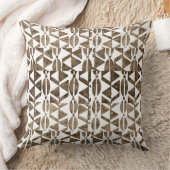 ナチュラルブロックプリントの部族模様 クッション (ブランケット)