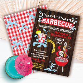 ナチュラルプールとBBQパーティーの招待状 招待状