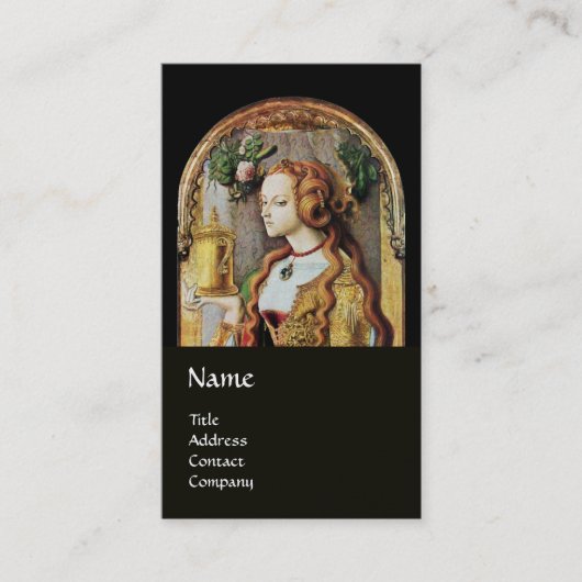 ナチュラルヘア、美しい、化粧品モノグラム黒金ゴールド 名刺 (正面)