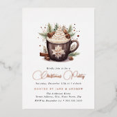 ナチュラルベージュホットココアクリスマス 箔招待状 (正面)