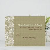 ナチュラルベージュリネン バルカン & ホワイト フラワーレース 招待状 (スタンド正面)