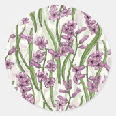 ナチュラルホワイトにピンクのヒヤシンスの花 ラウンドシール (正面)