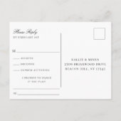 ナチュラルボタニックエメラルドウェディングRSVPソングリクエスト インビテーションポストカード (裏面)