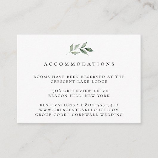 ナチュラルボタニックブランチ結婚ズ宿泊施設 エンクロージャーカード (正面)