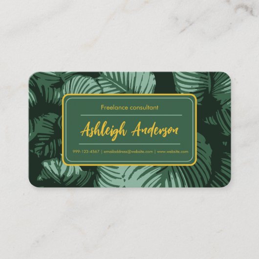 ナチュラルボホセージ緑葉の模様 名刺 (正面)