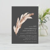 ナチュラルボホブラックパンパスグラスエレガントな結婚式 招待状 (スタンド正面)