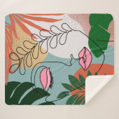 ナチュラルボホ熱帯イラストレーション シェルパブランケット (正面(横))