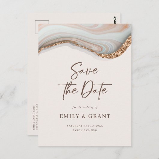 ナチュラルマーブルゲート日付のはがきを保存 ポストカード (正面/裏面)