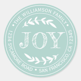 ナチュラルモダンなクリスマスの喜び 返信先住所 青 ラウンドシール