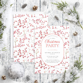ナチュラルモダンレッドベリークリスマスパーティー 招待状