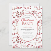 ナチュラルモダンレッドベリークリスマスパーティー 招待状 (正面)