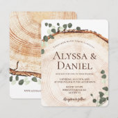 ナチュラルユーカリボタニカルオンベースウッドウェディング 招待状 (正面/裏面)