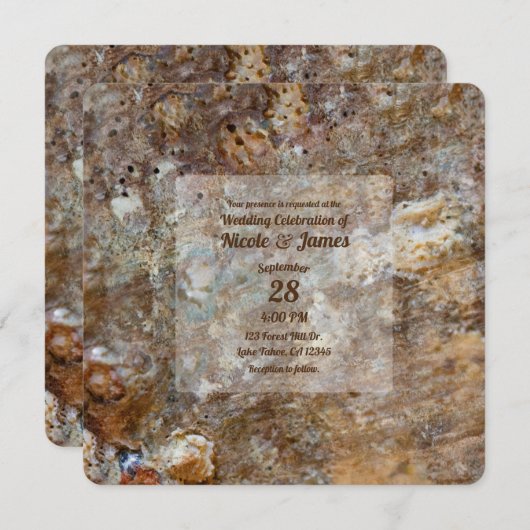 ナチュラルラフロックビーチシーシェルサマリー 招待状 (正面/裏面)