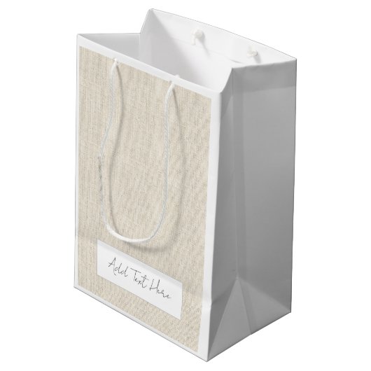 ナチュラルリネンタイムレスアッド独自の文字シック数々の使用 ミディアムペーパーバッグ (裏面アングル)