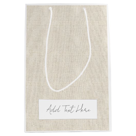 ナチュラルリネンタイムレスアッド独自の文字シック数々の使用 ミディアムペーパーバッグ (正面)