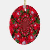 ナチュラルレッドフラワーホワイトフェザー万華鏡のように千変万化するパターンアート セラミックオーナメント (右)