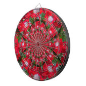 ナチュラルレッドフラワーホワイトフェザー万華鏡のように千変万化するパターンアート ダーツボード (正面右)