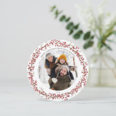 ナチュラルレッドベリーフラットラウンドフォトホリデーカード シーズンカード (スタンド正面)