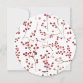 ナチュラルレッドベリーフラットラウンドフォトホリデーカード シーズンカード (裏面)