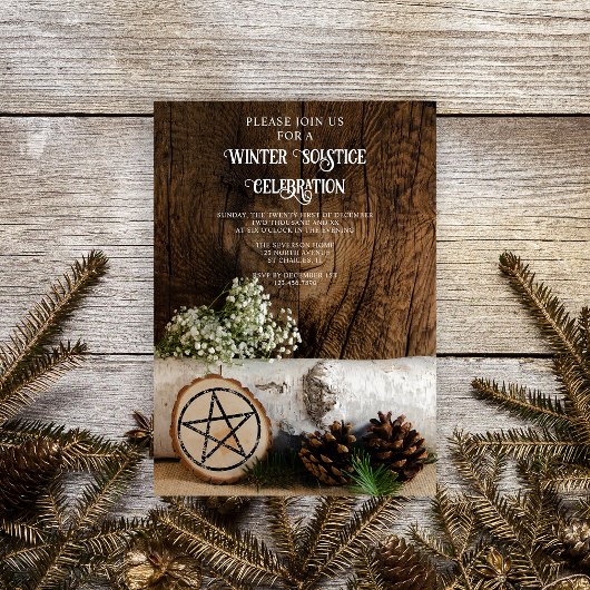 ナチュラル樺の木ツリーログパインコーンウィンター至 招待状
