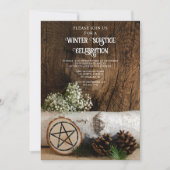 ナチュラル樺の木ツリーログパインコーンウィンター至 招待状 (正面)