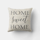 ナチュラル樺の木ホームスウィートホームグレー素朴スクリプト クッション (裏面)