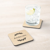 ナチュラル素朴ウッドローレル姓モノグラム コースター (右側)