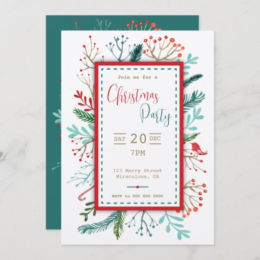 ナチュラル素朴クリスマス招待状 招待状 (正面/裏面)