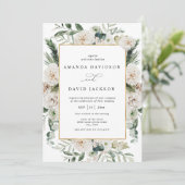 ナチュラル素朴パイン緑の白いフローラ結婚ズ 招待状 (スタンド正面)