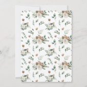 ナチュラル素朴パイン緑の白いフローラ結婚ズ 招待状 (裏面)