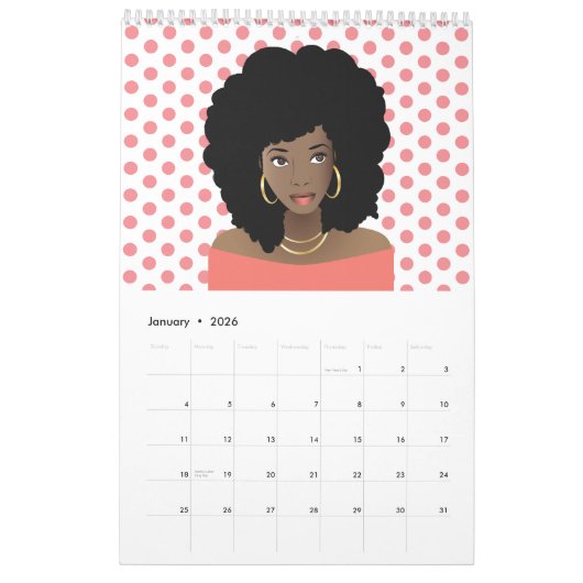 ナチュラル美しいコレクション |水玉模様 カレンダー (1月 2026)