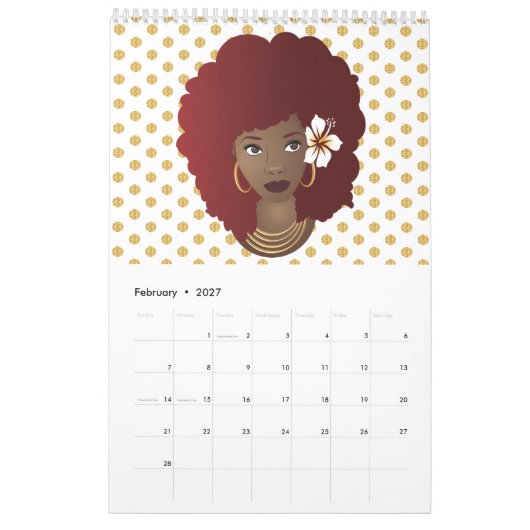 ナチュラル美しいコレクション |水玉模様 カレンダー (2月 2027)