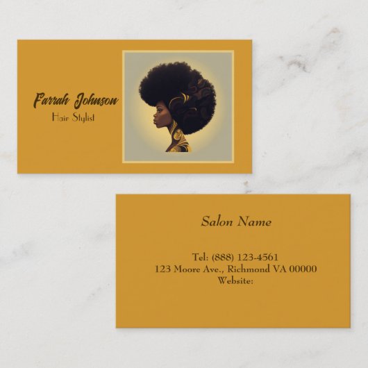ナチュラル美容師アフロウーマン 名刺 (正面/裏面)