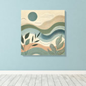 ナチュラル調和オーガニック- 抽象芸術波動アート キャンバスプリント (インサイチュ (ウッドフロア))