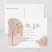 ナチュラル・アーストーン・トーンズ・アブストラクト・ウェディング ポストカード (正面/裏面)