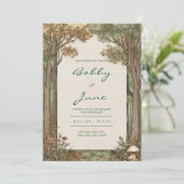 ナチュラル　ウッドランド　マッシュルーム　ボタニカル　ヴィンテージ　ウェディング 招待状 (スタンド正面)