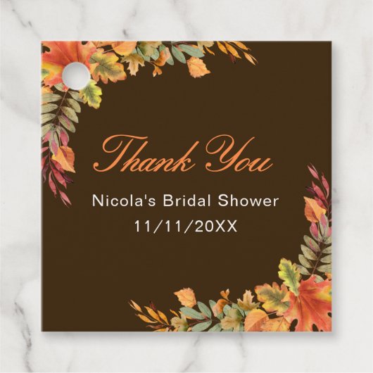 ナチュラル オータム ウェディング シャワー 紅葉 フェイバータグ (正面)