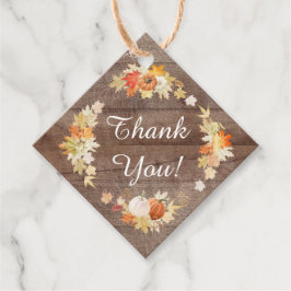 ナチュラル オータム リーフ パンプキン ウェディング シャワー ギフト フェイバータグ