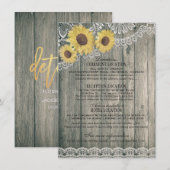 ナチュラル カントリー ウッド ひまわり レース ウェディング ディテール エンクロージャーカード (正面/裏面)