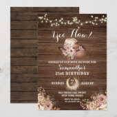 ナチュラル カントリー コウガール 花柄 バースデー インビテーション (正面/裏面)