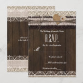 ナチュラル カントリー バルーン &レース ウッド RSVP カード (正面/裏面)