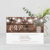 ナチュラル カントリー ベビーズ ブレス ウッド 結婚式 RSVP カード (スタンド正面)