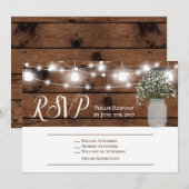 ナチュラル カントリー ベビーズ ブレス ウッド 結婚式 RSVP カード (正面/裏面)
