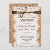 ナチュラル カントリー Burlapレース ツイン 結婚式招待状 招待状 (正面/裏面)