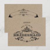 ナチュラル クラフト ヴィンテージ フレーム ブライズメイド カード (正面/裏面)