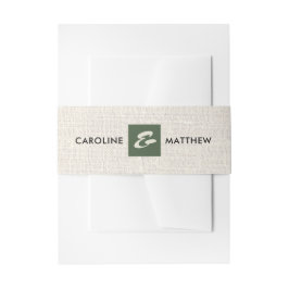 ナチュラル |グリーンバーラップテクスチ結婚ャの 招待状ベリーバンド