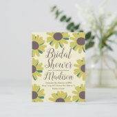 ナチュラル サンキライ フラワー ボーダー グリーン ブライダル シャワー ポストカード (スタンド正面)